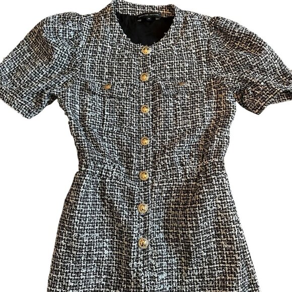English Factory Short Sleeve Tweed Jumpsuit Cropped Length Gold Size Medium - Picture 4 of 14
